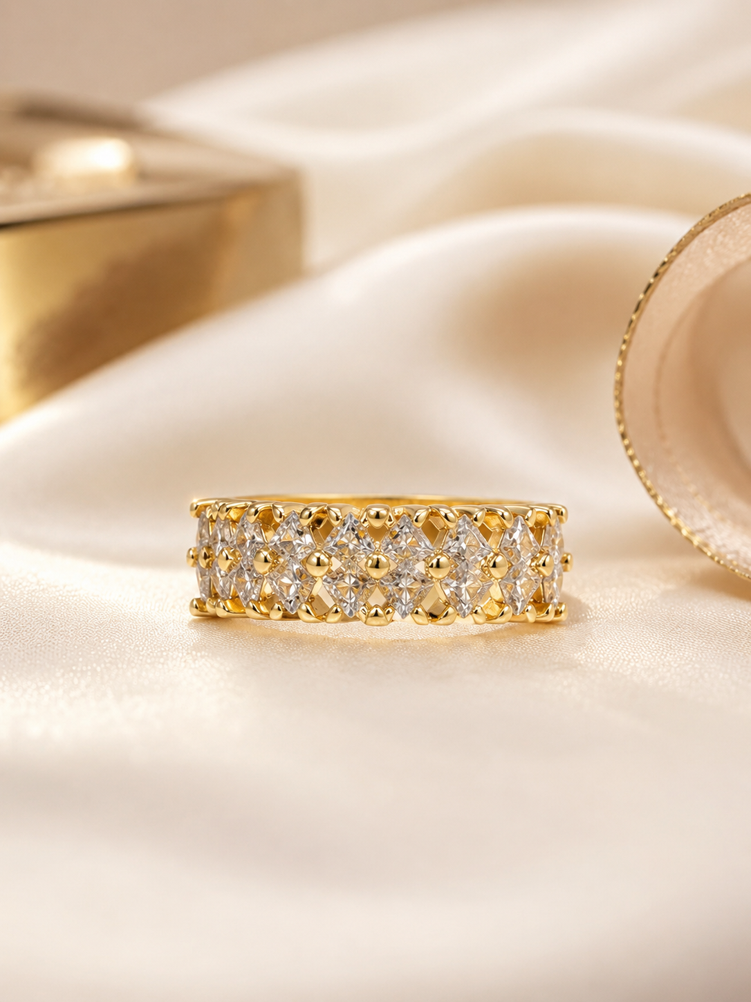 Elara Luxe Woven Crystal Band Ring