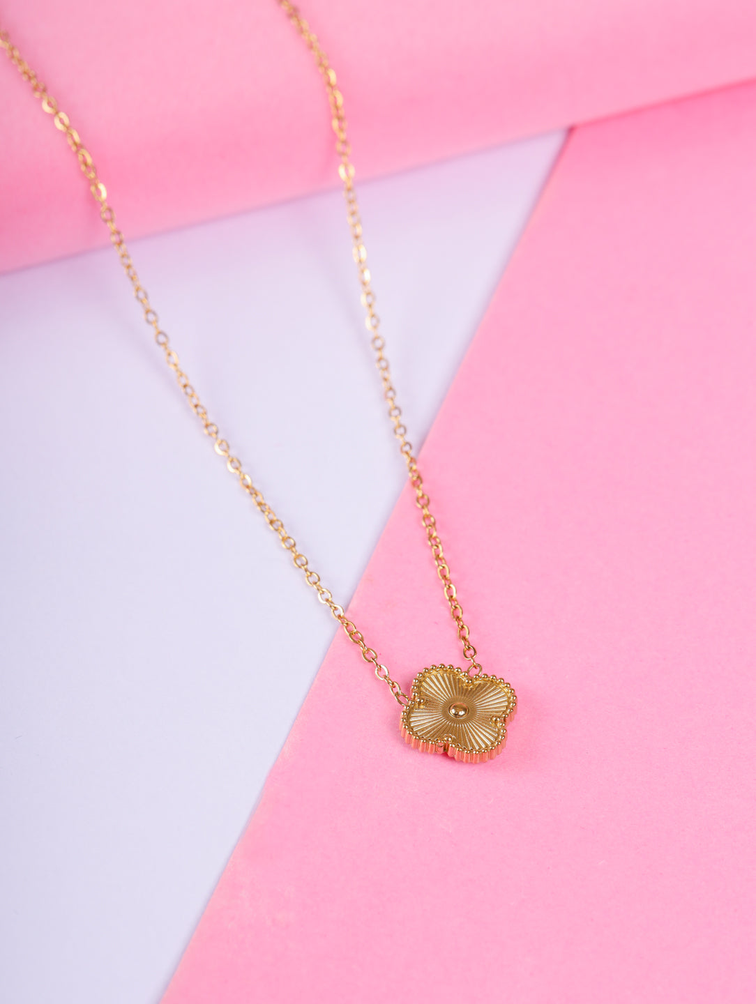 Golden Clover Flower Necklace