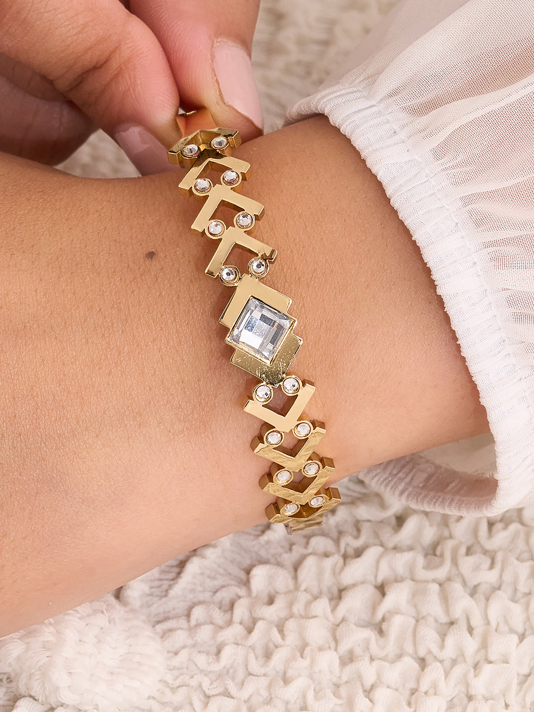 Elowen Geometric Crystal Link Bracelet