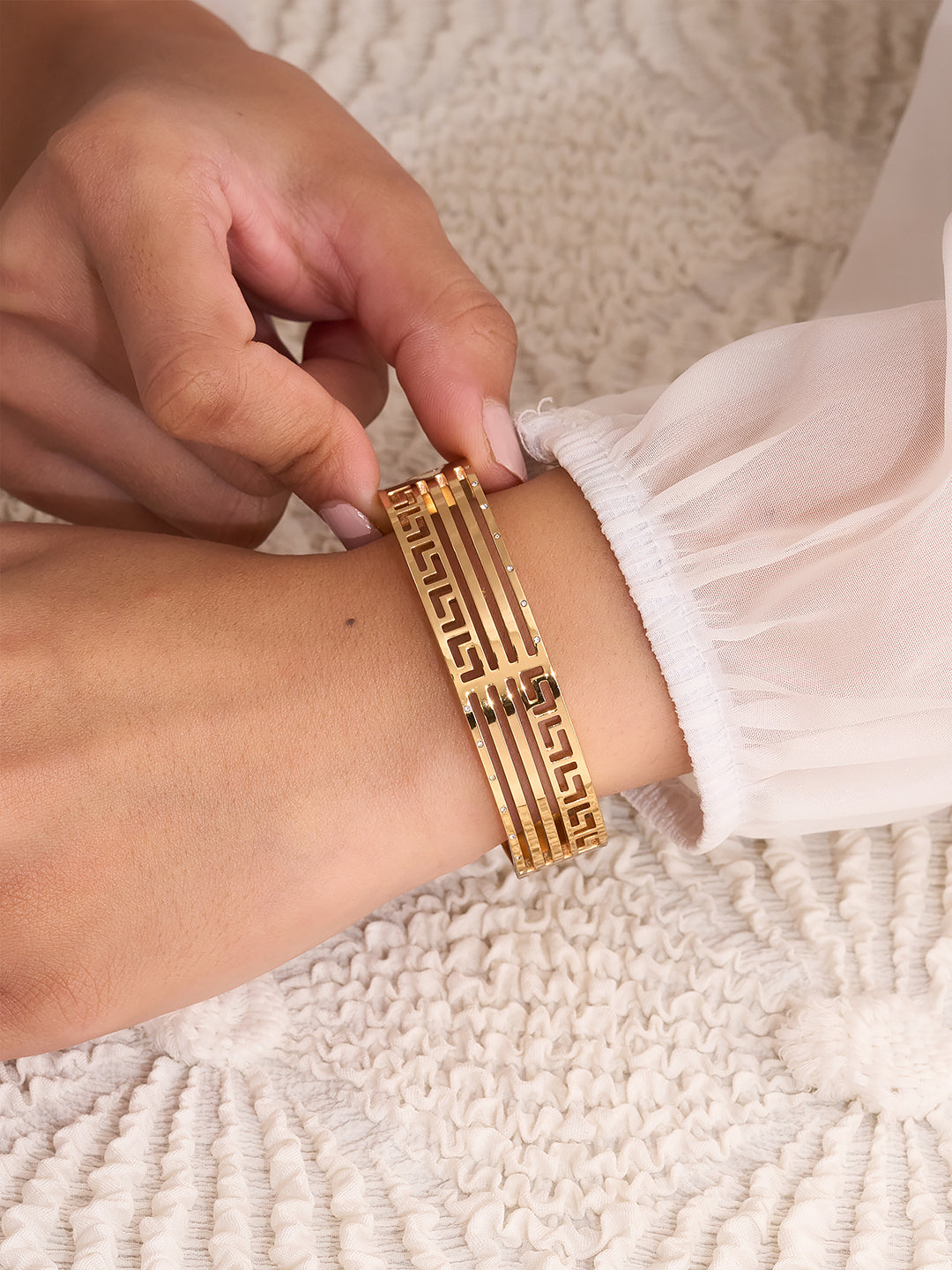 Zarelle Greek Key Luxe Cuff Bracelet