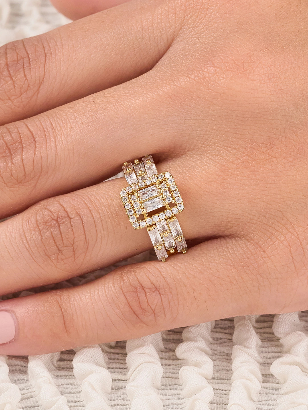 Elara Luxe Baguette Rectangle Women’s Ring