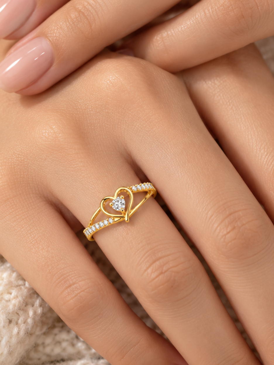 Elara Heart Embrace CZ Ring