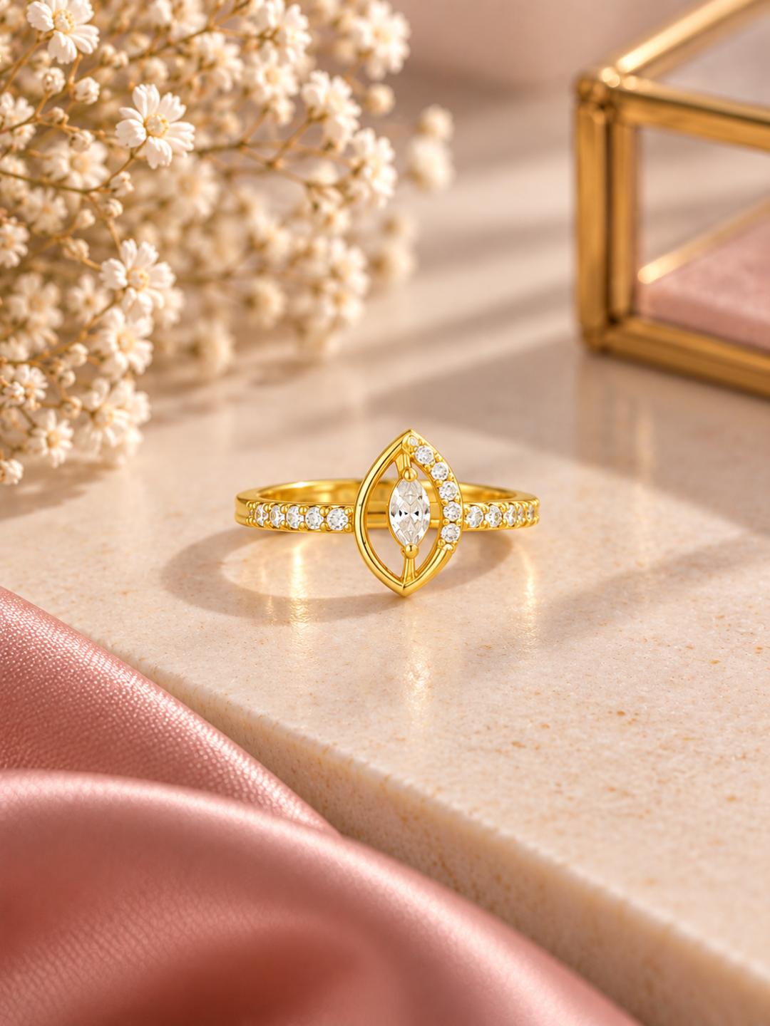 Elara Marquise Halo CZ Ring