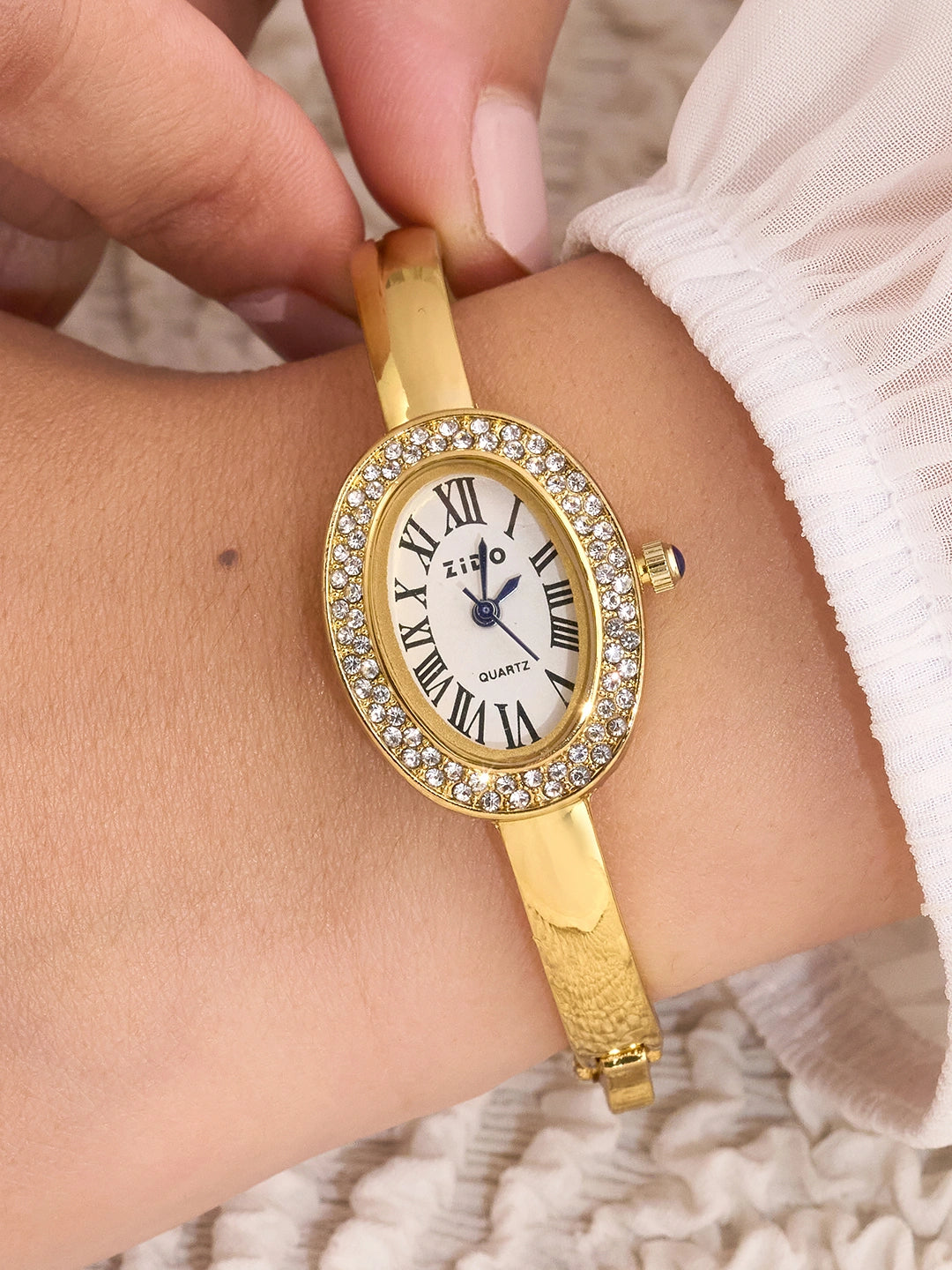 Elara Roman Oval Crystal Women’s Watch
