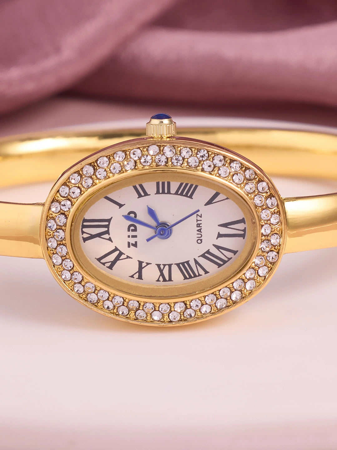 Elara Roman Oval Crystal Women’s Watch