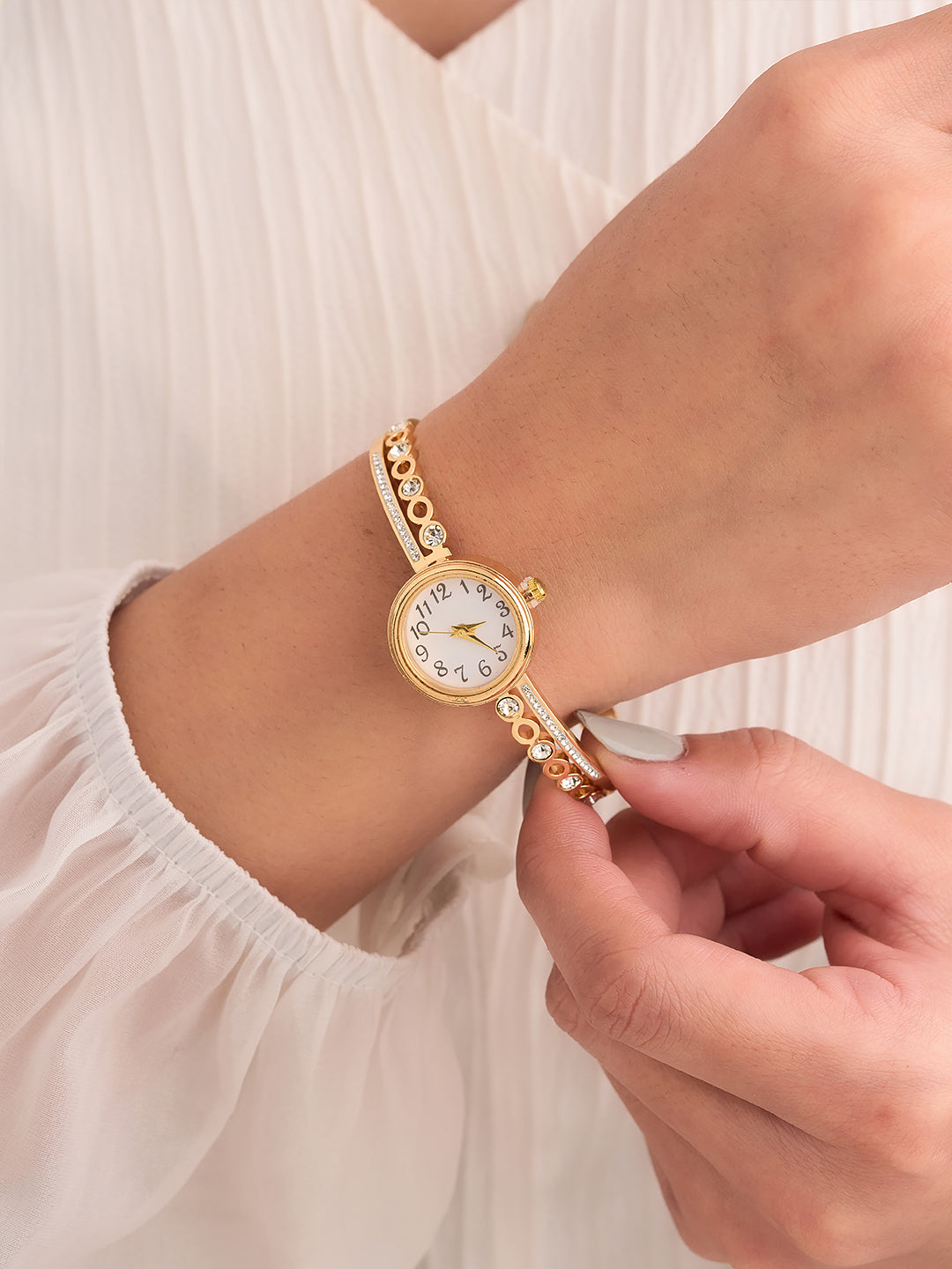 Elvaya Halo Crystal Cuff Watch