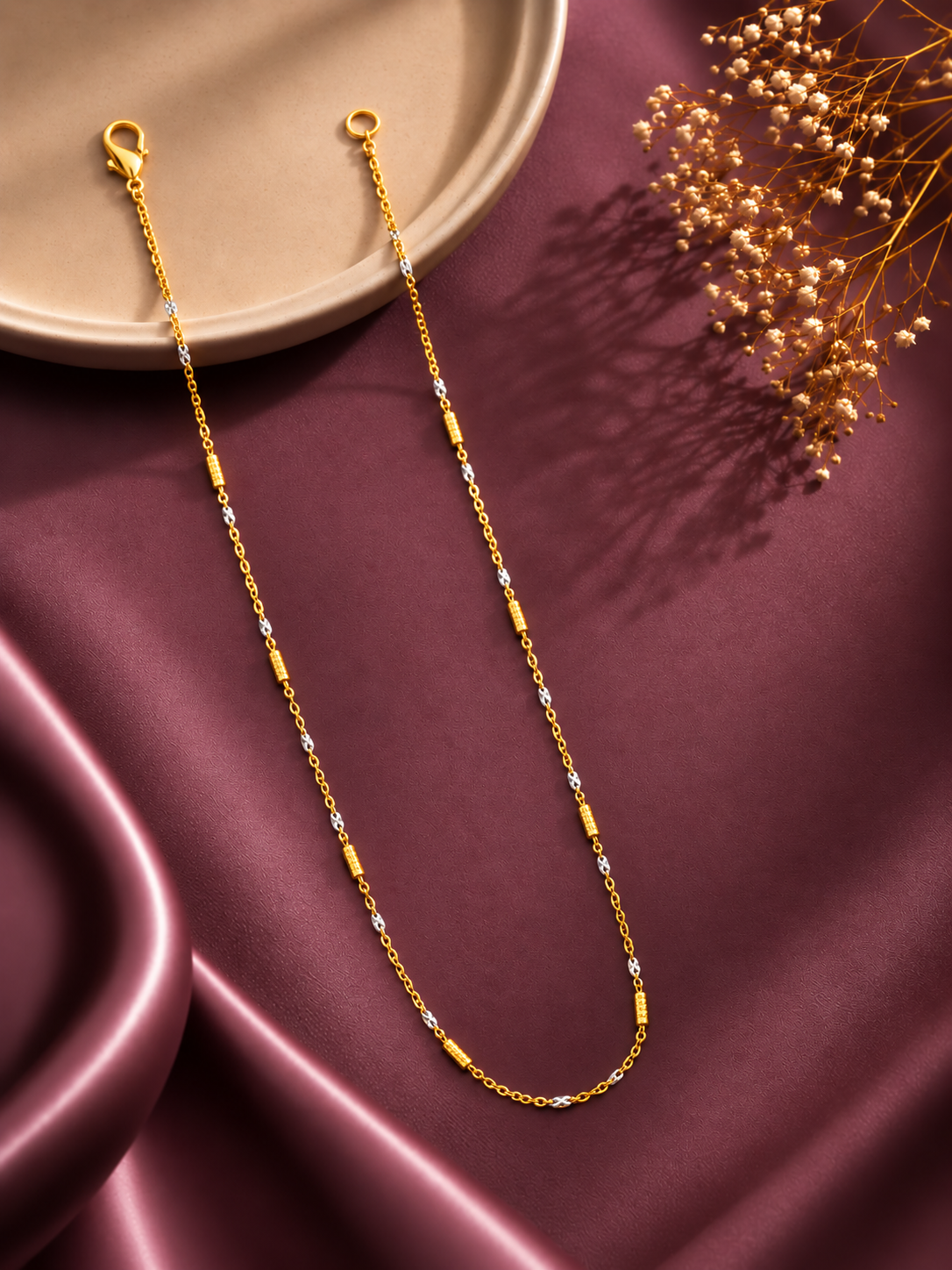 Elvaya Dual-Tone Beaded Chain Necklace