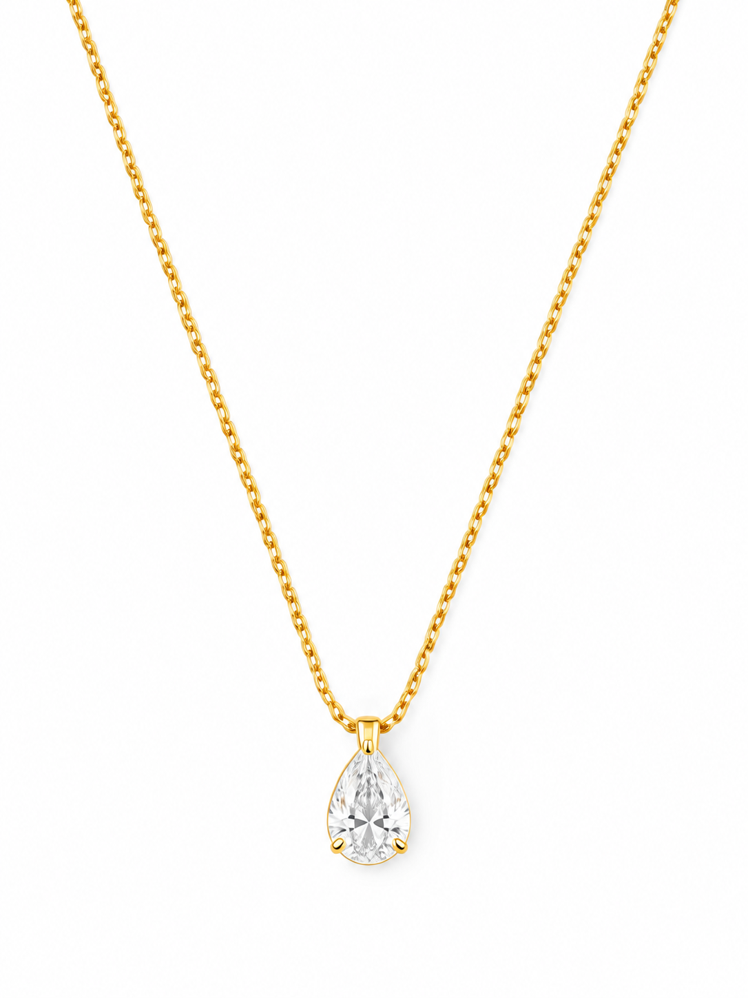 Gold Pear-Shaped Pendant Necklace