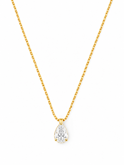 Gold Pear-Shaped Pendant Necklace