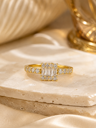 Elara Luxe Baguette Cluster Ring