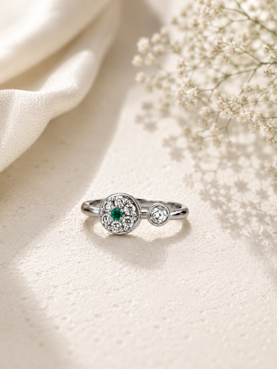 Elviana Emerald Halo Ring