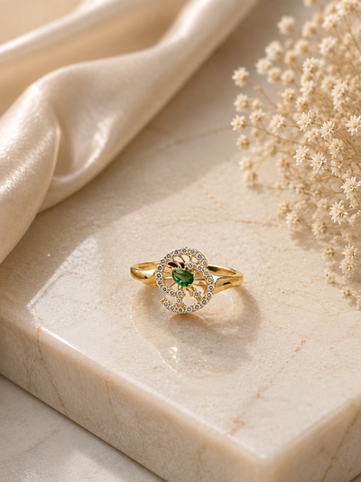 Aurelia Emerald Halo Ring