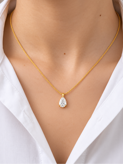 Gold Pear-Shaped Pendant Necklace