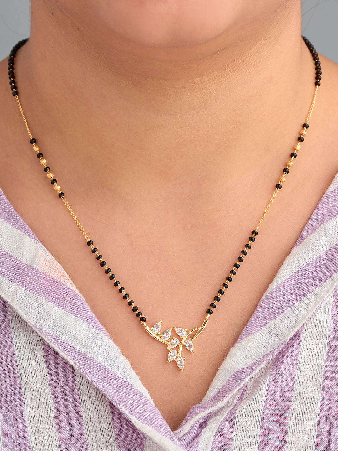 Crystal Leaf Mangalsutra