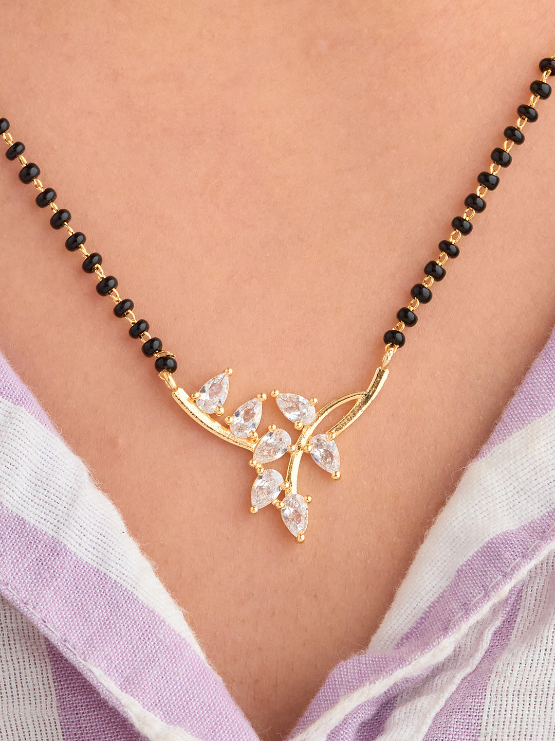 Crystal Leaf Mangalsutra