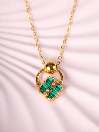 Emerald Clover Charm Necklace