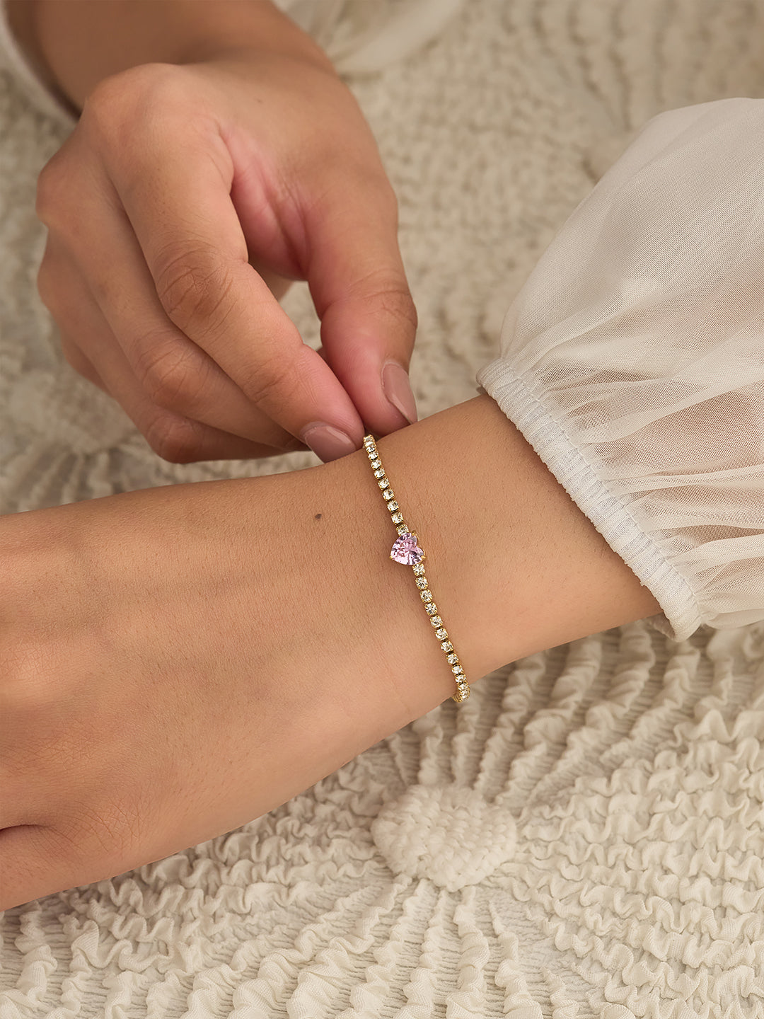Aurelia Pink Heart Tennis Bracelet