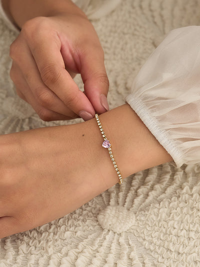 Aurelia Pink Heart Tennis Bracelet