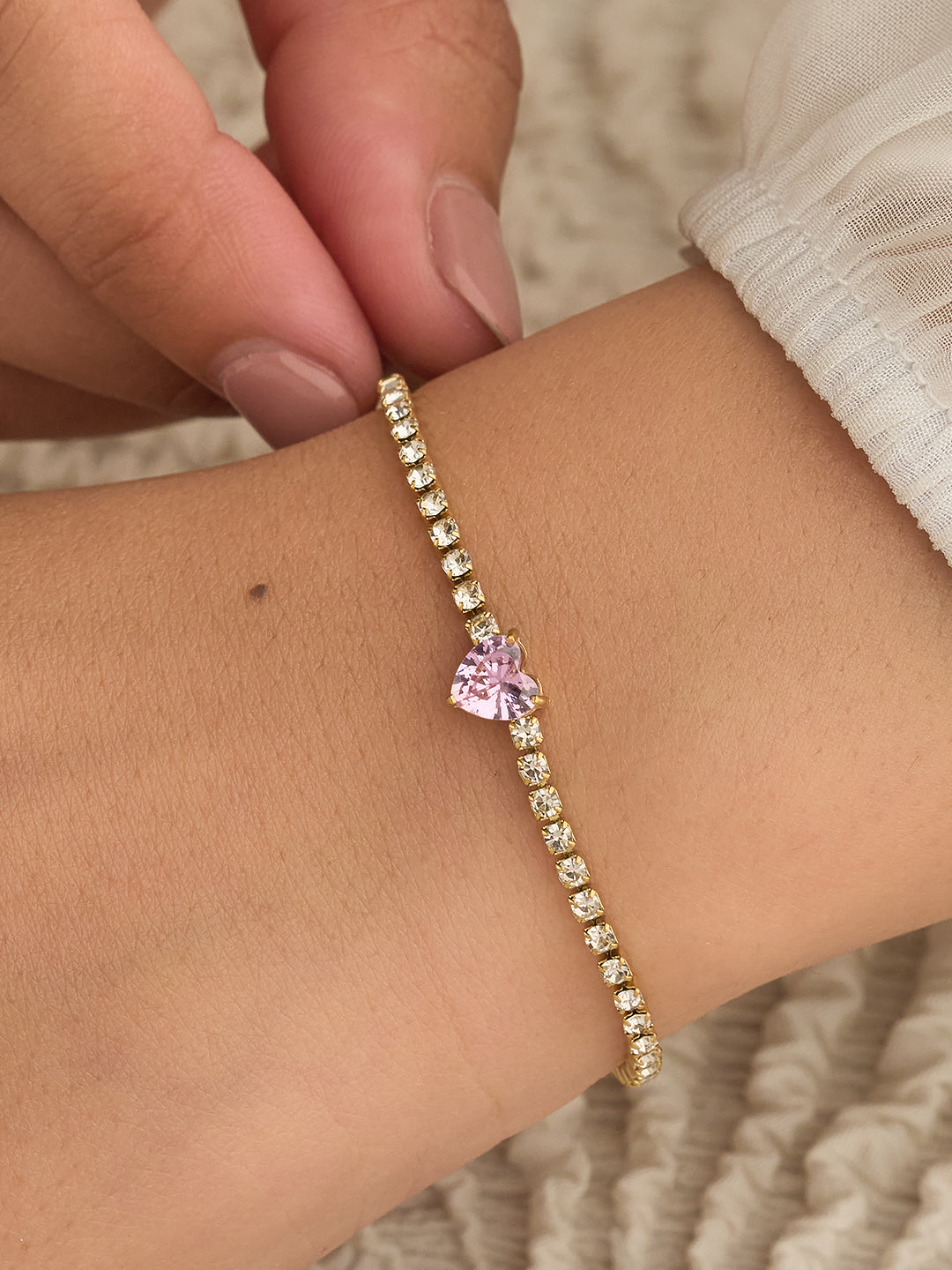 Aurelia Pink Heart Tennis Bracelet