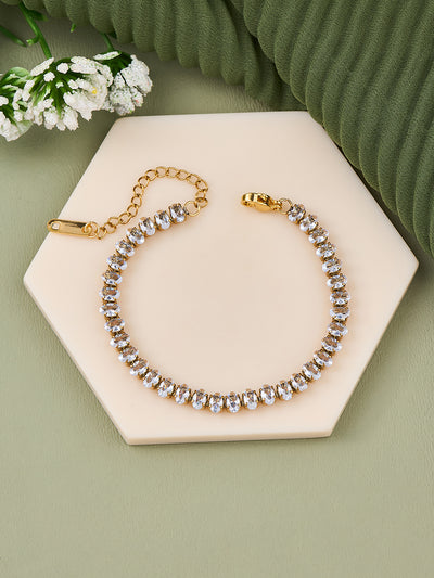 Elara Oval Crystal Tennis Women’s Bracelet