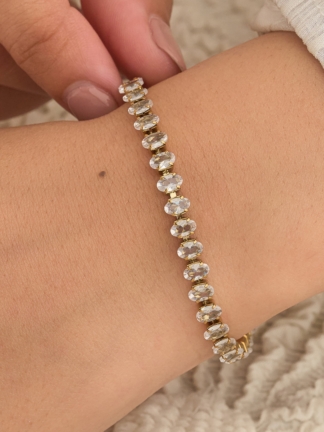 Elara Oval Crystal Tennis Women’s Bracelet