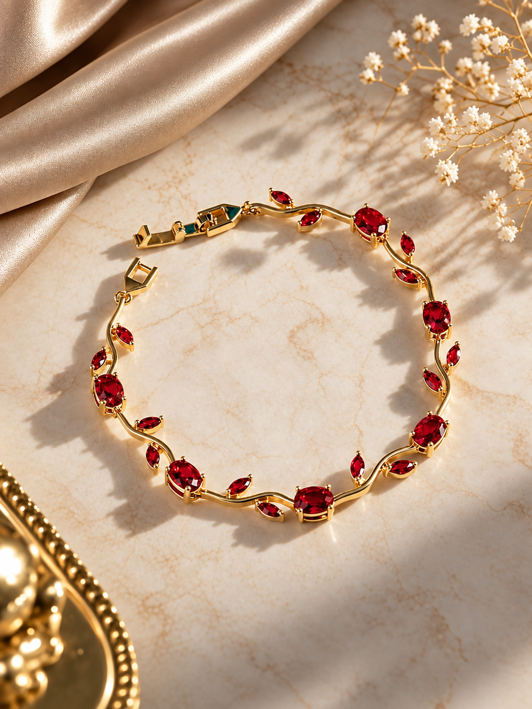 Rubelle Ruby Leaf Bracelet
