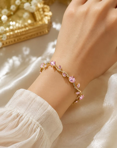 Roselle Pink Crystal Vine Bracelet