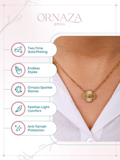 Golden Clover Flower Necklace