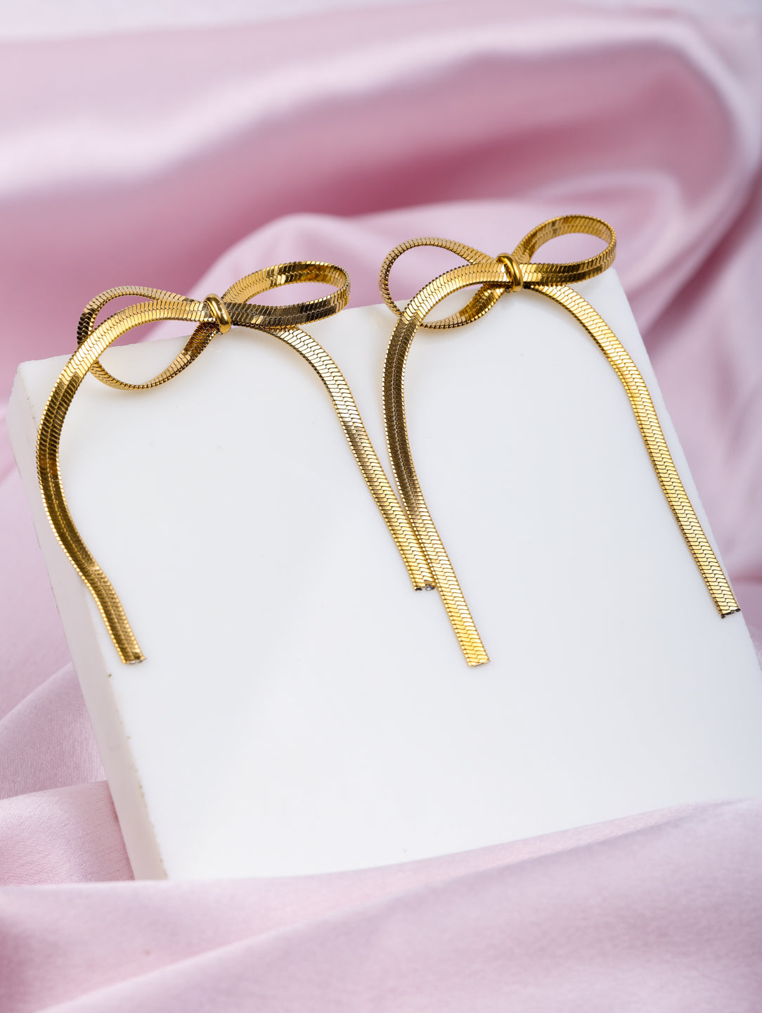 Golden Ribbon Bow Earrings