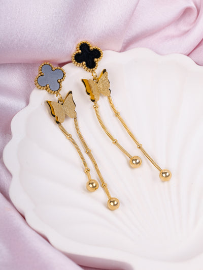 Black Clover Butterfly Drop Earrings