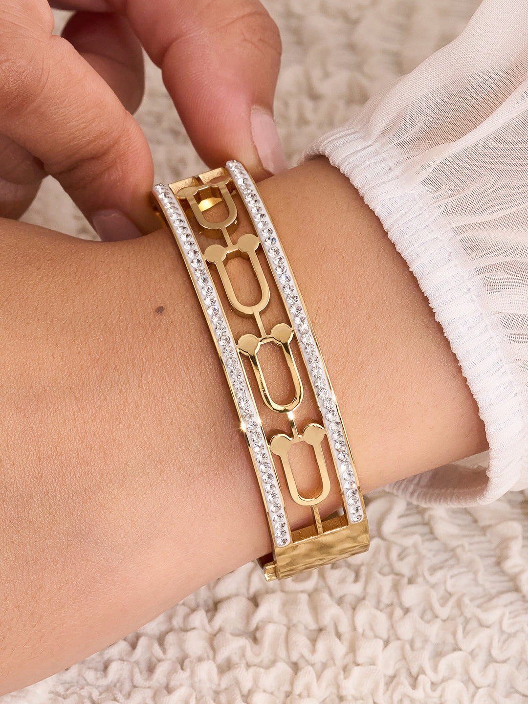Elara Link Luxe Crystal Cuff Bracelet