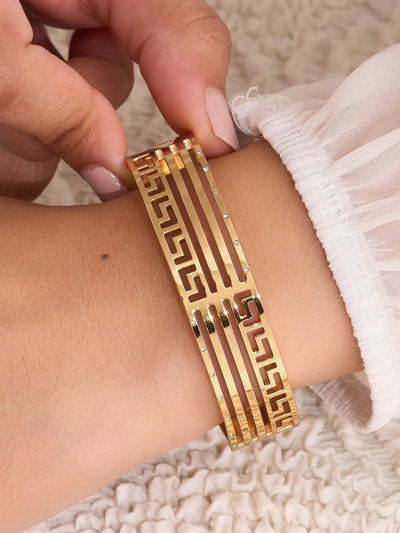 Zarelle Greek Key Luxe Cuff Bracelet