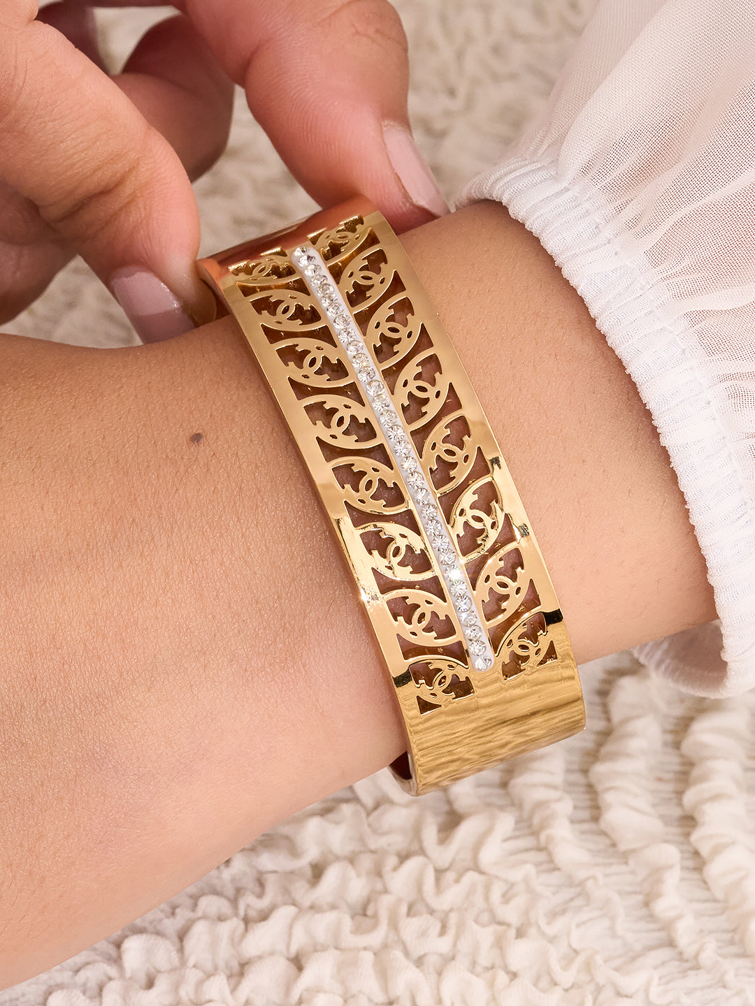 Amara Filigree Crystal Cuff Bracelet