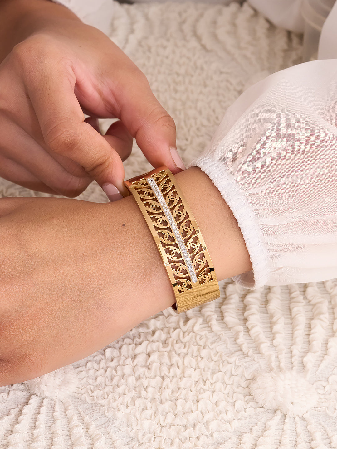 Amara Filigree Crystal Cuff Bracelet