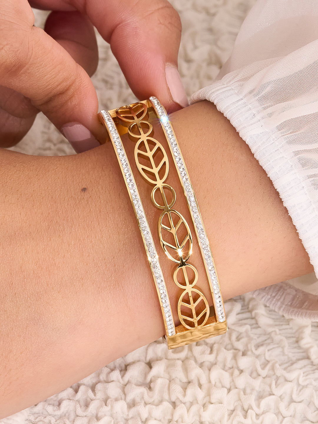 Elowen Leaf Luxe Crystal Bracelet