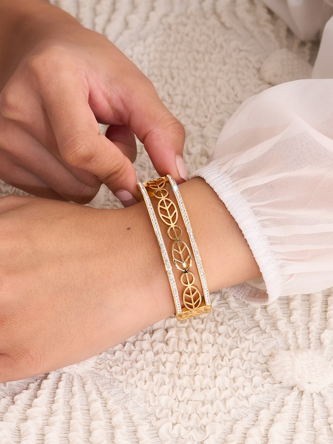 Elowen Leaf Luxe Crystal Bracelet