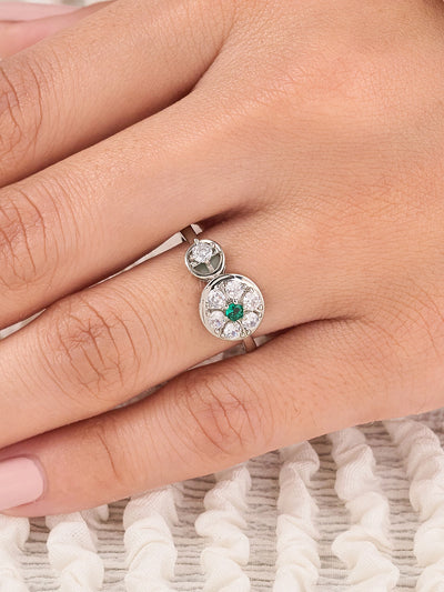 Elviana Emerald Halo Ring