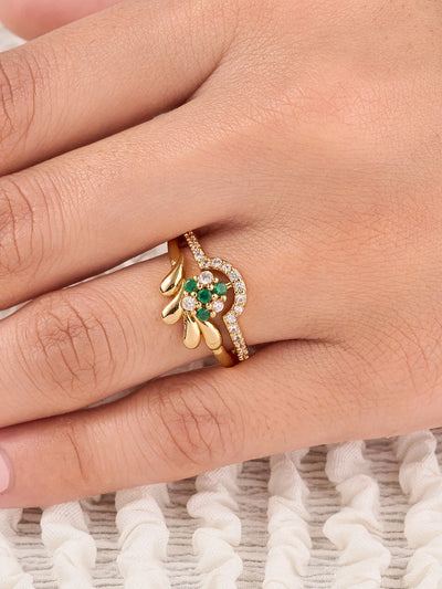 Elowyn Emerald Floral Ring