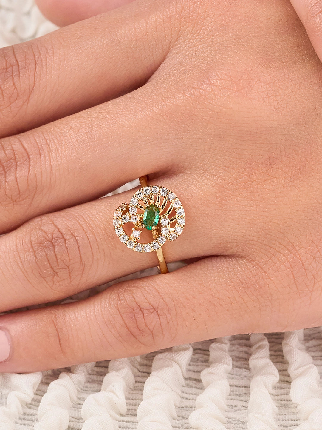 Aurelia Emerald Halo Ring