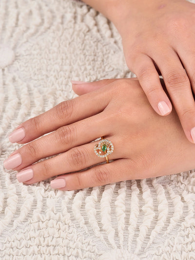 Aurelia Emerald Halo Ring
