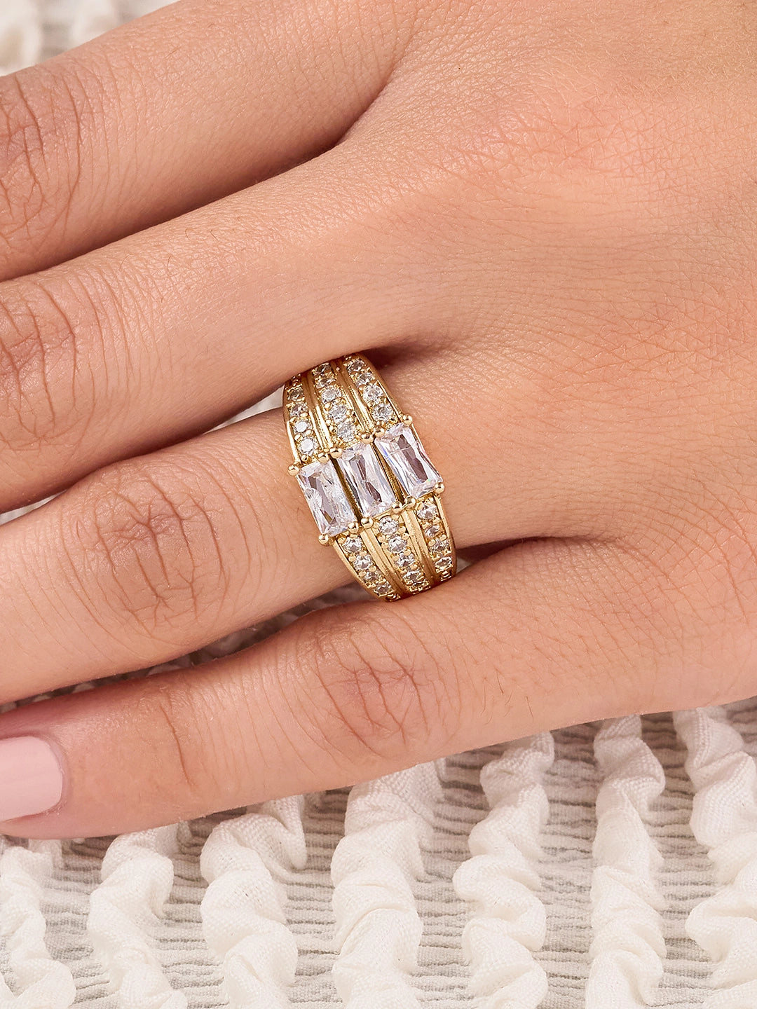 Elara Luxe Baguette Pave Ring