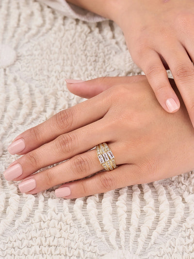 Elara Luxe Baguette Pave Ring