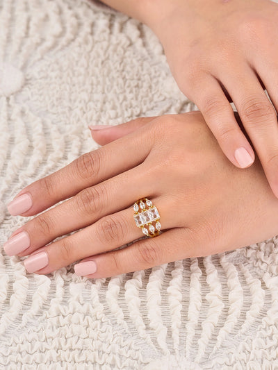 Aurelia Crystal Baguette Halo Ring