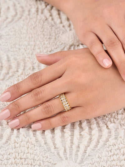 Elara Luxe Woven Crystal Band Ring