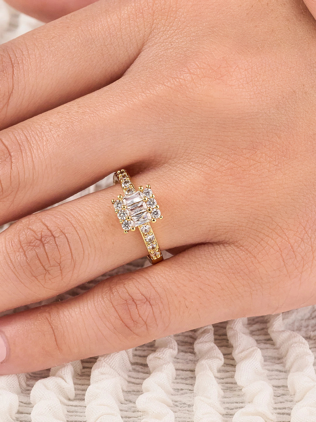 Elara Luxe Baguette Cluster Ring