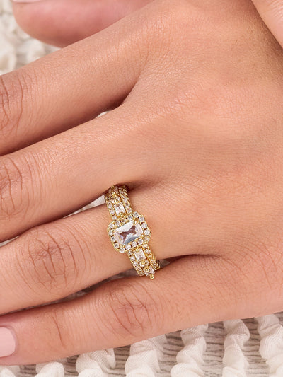 Elara Baguette Halo Women’s Ring