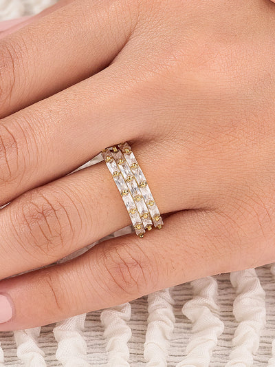 Elara Triple Baguette Pave Women’s Ring