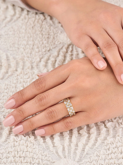 Elara Triple Baguette Pave Women’s Ring