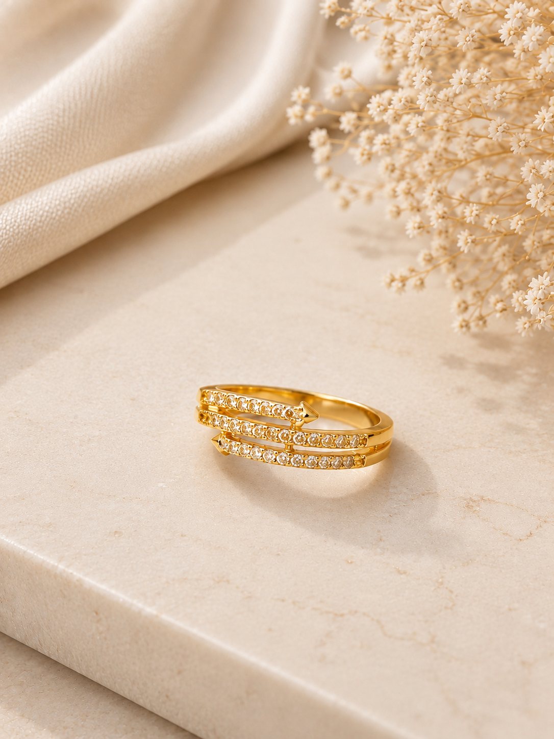 Elara Luxe Triple Row Women’s Ring