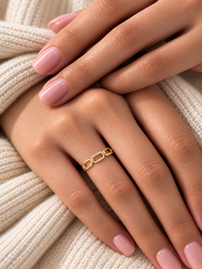 Elara Hexa Link CZ Ring